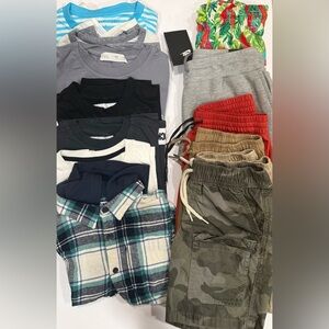 Assorted Clothing Bundle with Plaid Shirt and Camo Shorts